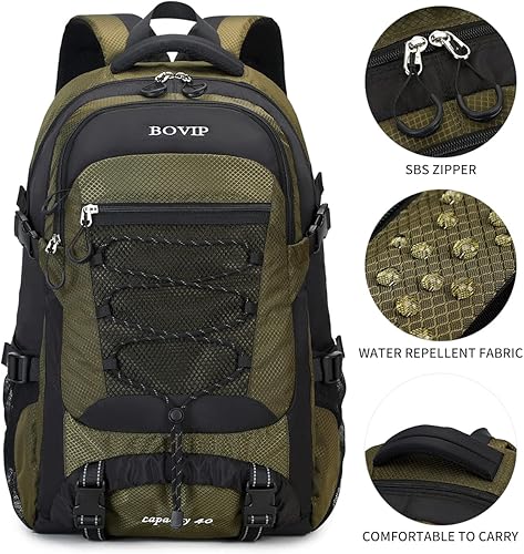 Miniatura 4 de BOVIP Mochila de senderismo de 40 L, impermeable, ligera, para viajes, deportes, camping, para hombres y mujeres