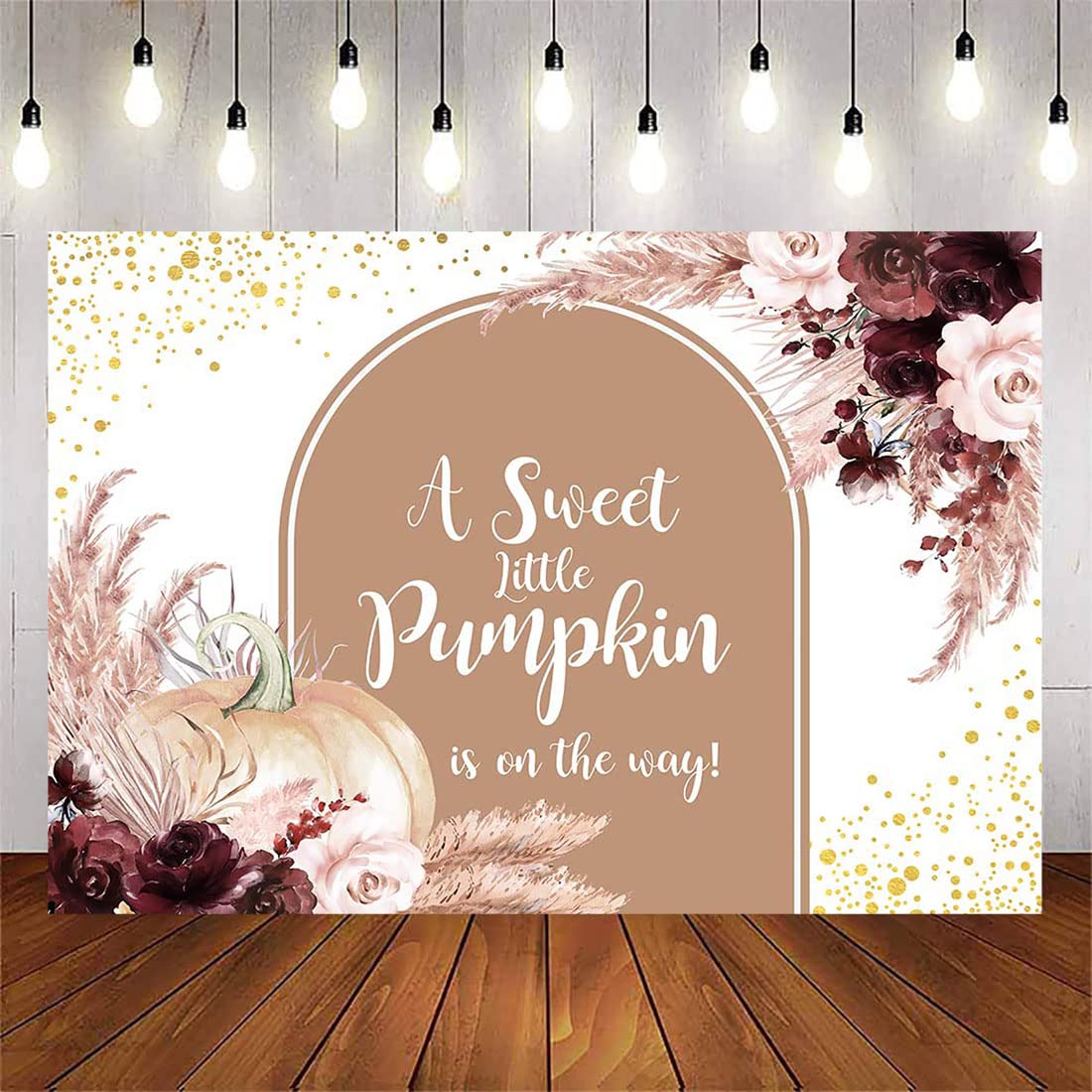 Avezano Pumpkin Baby Shower Backdrop 8x6ft Boho Floral Pumpkin Baby Shower Party Decorations Banner Little Pumpkin is on The Way Photoshoot Background