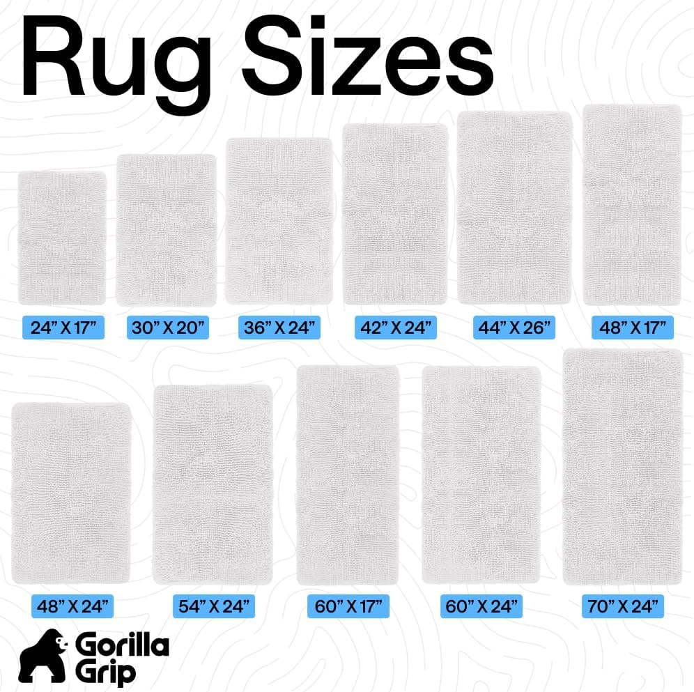 GORILLA GRIP Bath Rug Mat 30x20, Thick Soft Absorbent Chenille, Quick Dry Microfiber Mats, Rubber Backing Washable Shower Floor Rugs, US Designed Bathroom Bathmat Home Decor Accessories, White