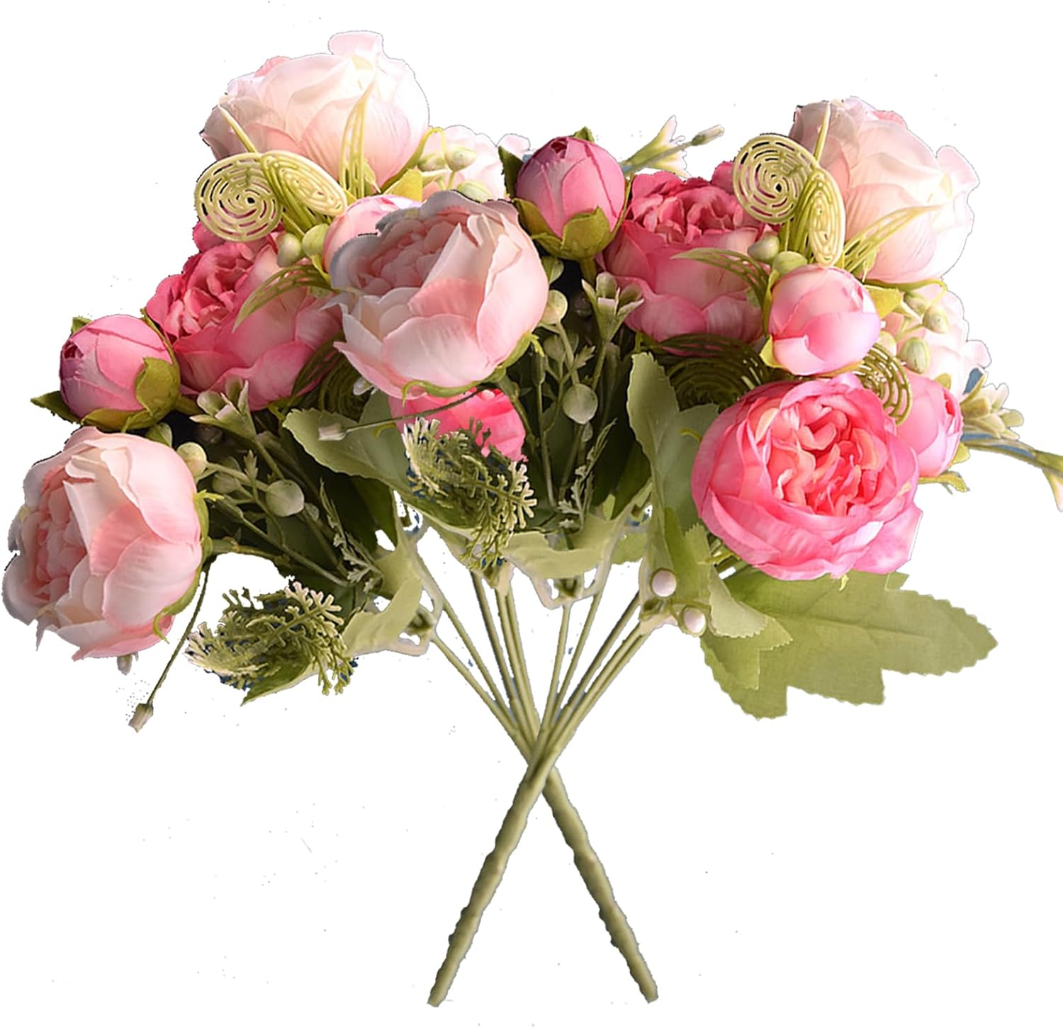 2 Pack Fake Peony Artificial Flowers Pink Flowers Silk Peonies Bouquets for Wedding Home Birthday Party Arrangment Garden Decoration(pink)