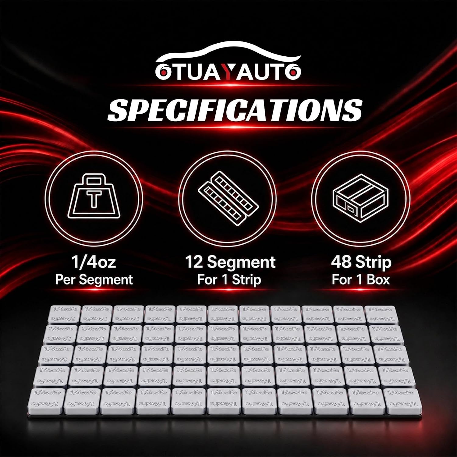 OTUAYAUTO 1/4oz 576pcs Chrome Adhesive Stick-On Wheel Weights 144oz/Box