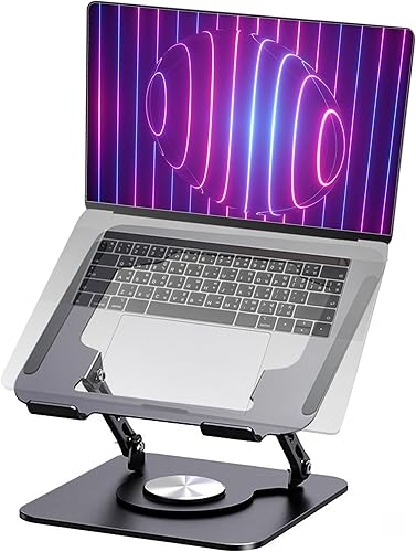 Soporte de computadora portátil gris para escritorio con base giratoria de 360 grados compatible con MacBook ProAir Notebook de hasta 16 pulgadas,
