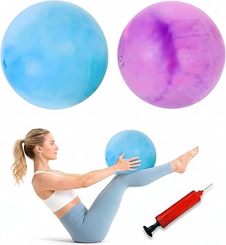 Milisten 2 Pack Mini Exercise Ball, 12 Inch Small Pilates Ball Anti-Burst & Non-Slip, Soft Core Ball for Yoga, Barre, Physical Therapy, Stability Training, Includes Inflation Pump