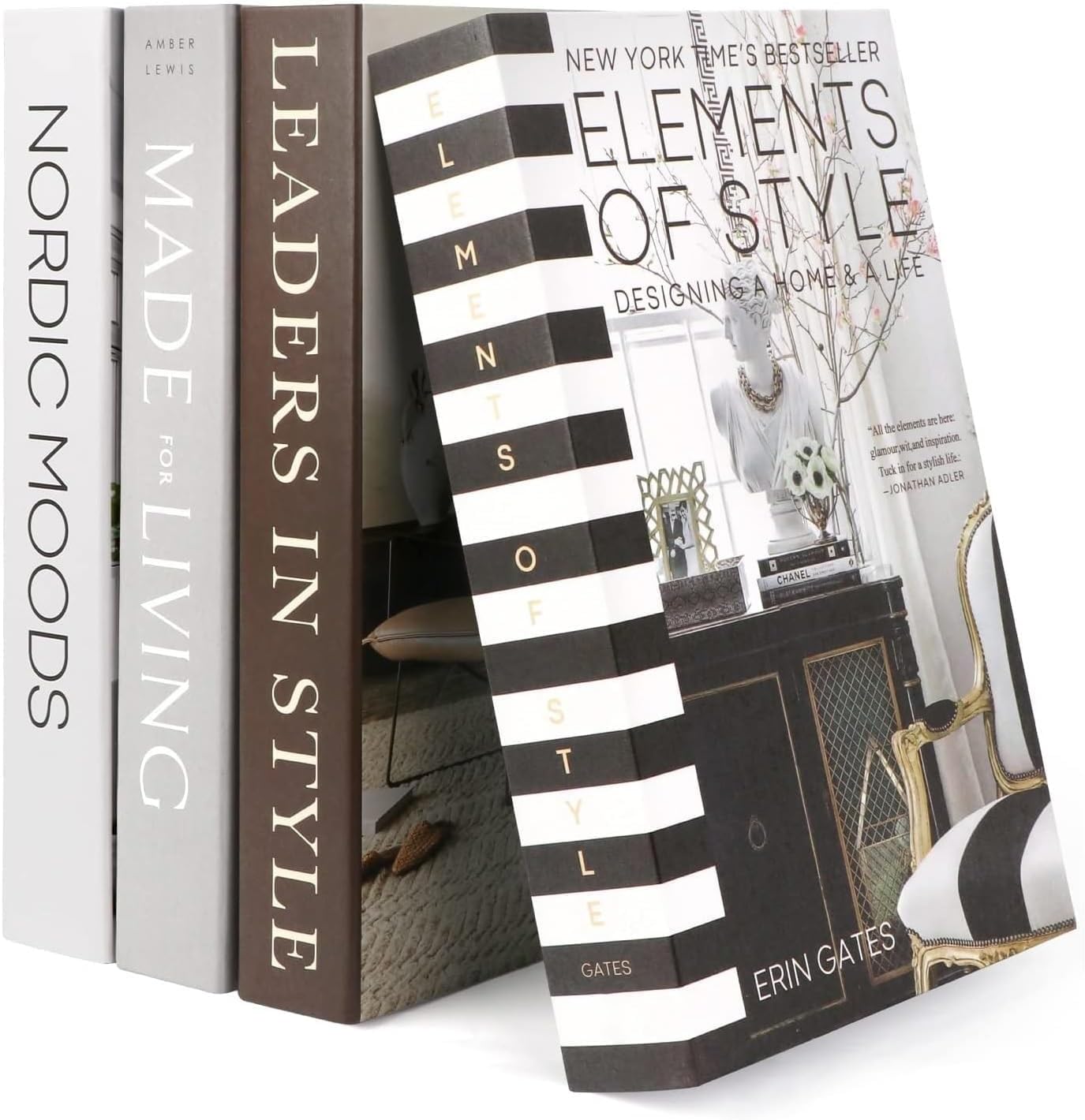 THE WHITE SHOP 4PCS Decorative Books, Faux Books for Decoration, Modern Fashion Decorative Books Set for Hardcover Home Decor, Fake Book Stacks Display for Bookshelf Living Room Decor