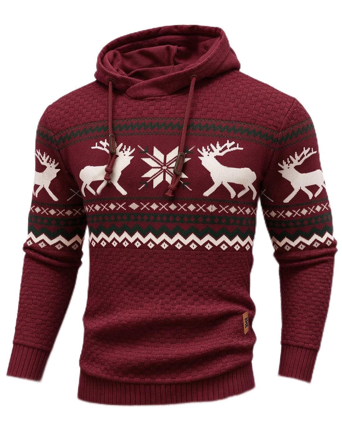 Zaitun Mens Hooded Sweatshirt Long Sleeve Knitted Pullover Sweater