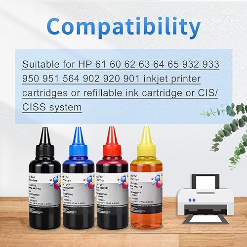 Miniatura 6 de Kit de recarga de tinta para HP 60 61 63 64 65 902 932 952 950 951 564 cartucho de tinta recargable para HP Envy 4500 4520 5643 OfficeJet 6500a 6500