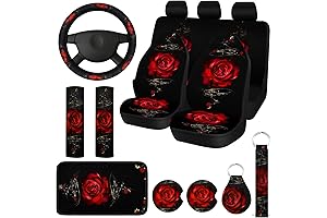 Cute Car Seat Covers for Women: Red Rose Art