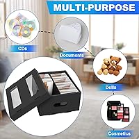 Vista 8 de AOBOPLE Cajas de almacenamiento de CD, caja organizadora apilable de CD con tapa, paquete de 3 soportes para CD de 2 compartimentos, capacidad