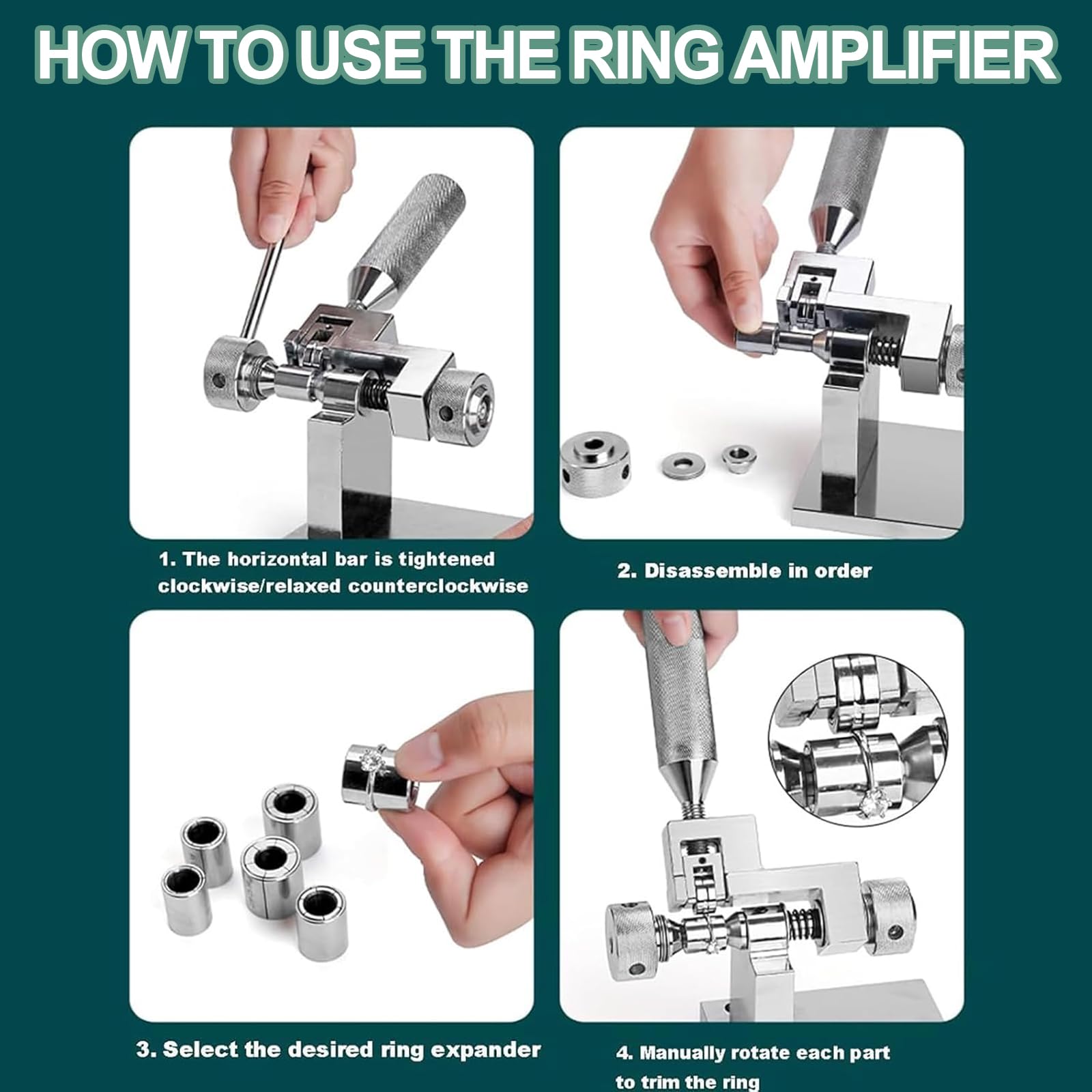 Ringdehner, Reduzierstück, Schmuck-Erweiterungswerkzeug, tragbar, rutschfester Griff, für Ringgröße und Reparatur, Schmuckherstellungszubehör