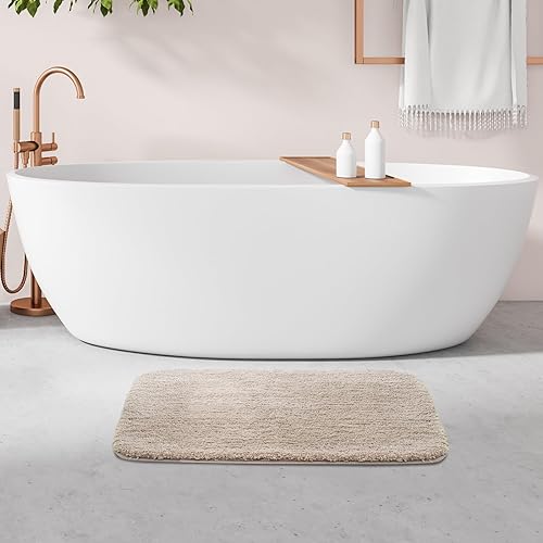 Miniatura 10 de ROSMARUS Alfombras de baño peludas antideslizantes de 17 x 24 pulgadas, tapete de baño absorbente de agua, tapete de ducha suave para suelo y