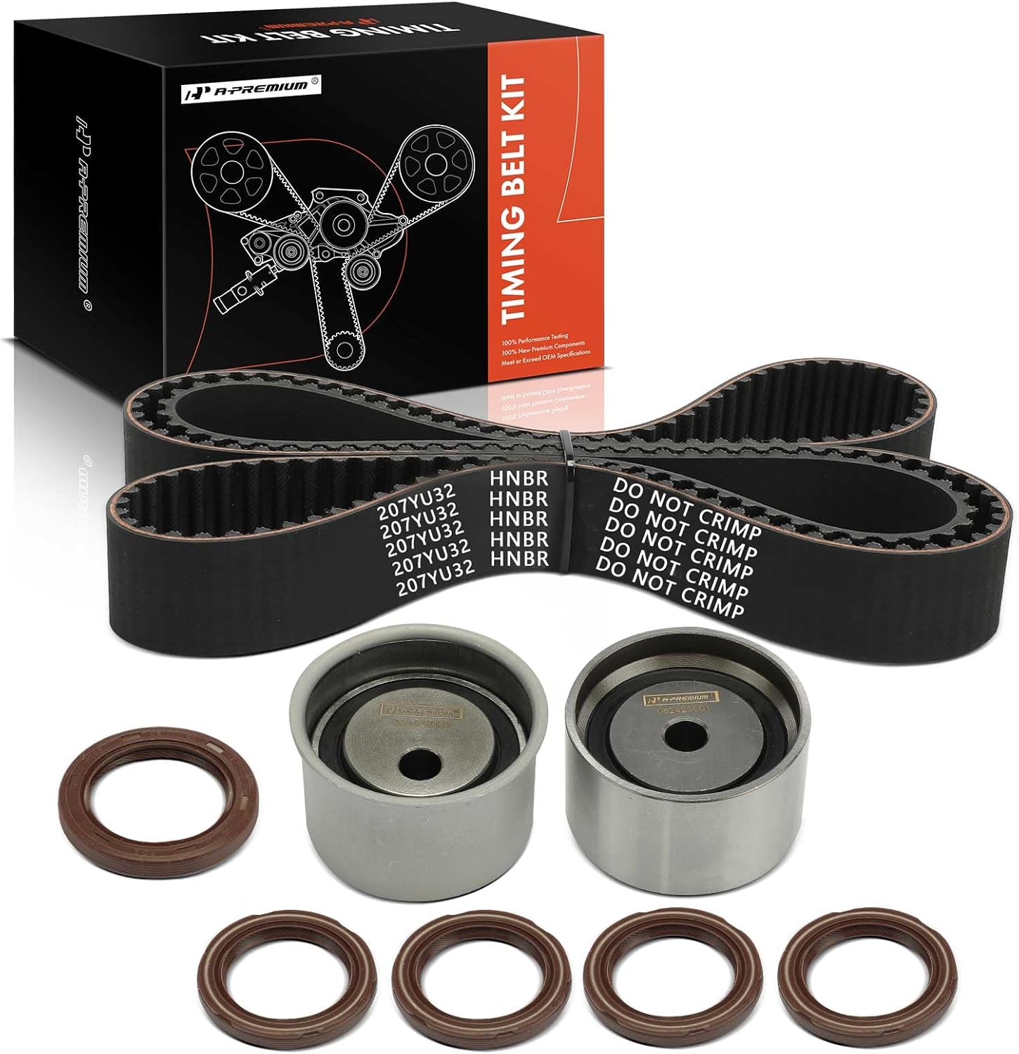 A-Premium Engine Timing Belt Kit Compatible with Hyundai Sonata 1999-2005, Santa Fe 2001-2006, Tucson 2005-2009, Tiburon 2003-2008 & Kia Optima Magentis 2001-2006, Sportage 2005-2010 - 2.5L 2.7L