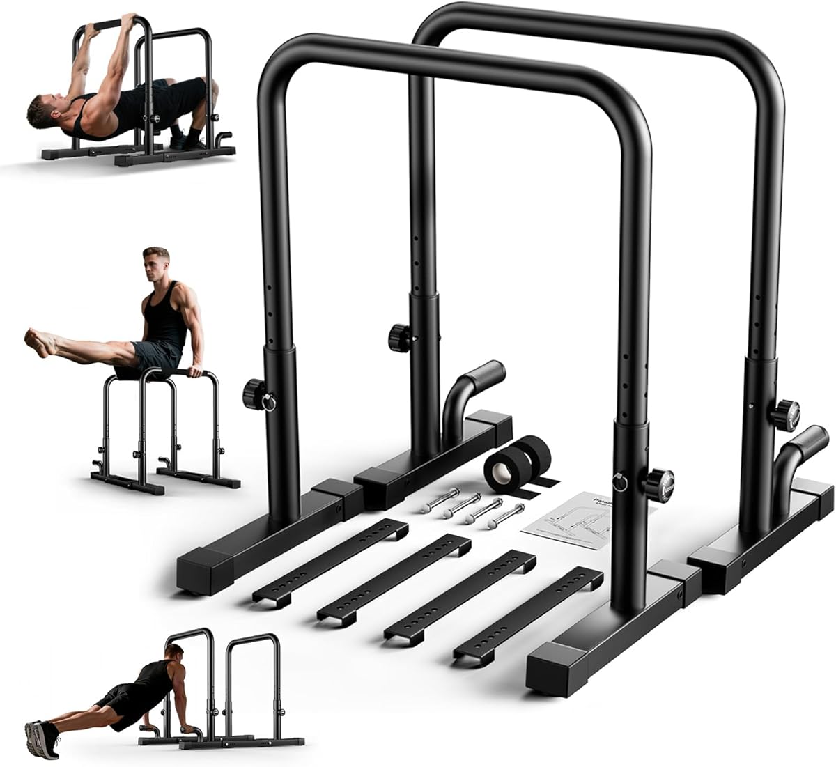 2026 Upgraded Dip Bars 880LBS Heavy Duty Dip Bar Station Height &amp; Width Adjustable Parallel Bars for Full Body Strength Training Dip Stands Calisthenics Equipment for Home Push Up Bar