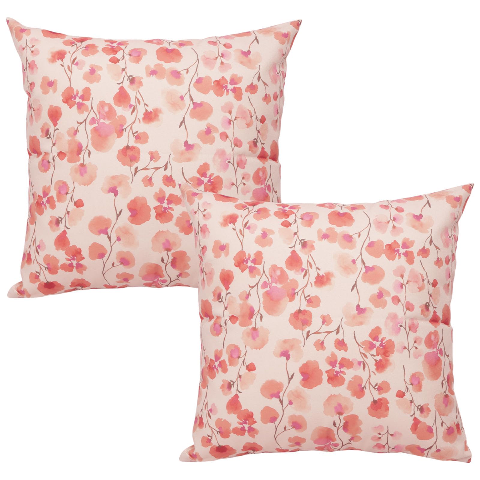 Betadistor Cushion Cover Pink Flowers Decorations Lovers Floral Gifts for Women Her Valentine's Day Decor Home Throw Pillow Case for Garden Livingroom Couch Patio Sofa 18X18 Set 2