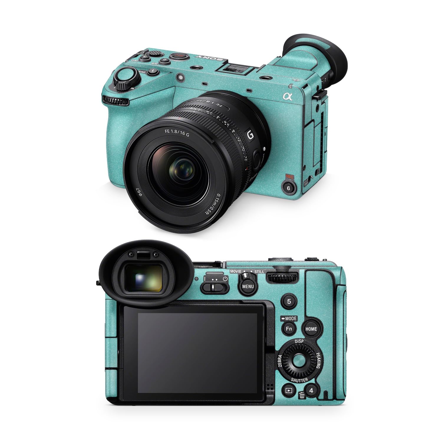 Glossy Glitter Camera Skin Compatible with Sony FX2 Digital Camera (2025) - Solid Turquoise - Premium 3M Vinyl Protective Wrap Decal Cover - Easy to Apply | Crafted in the USA by MightySkins