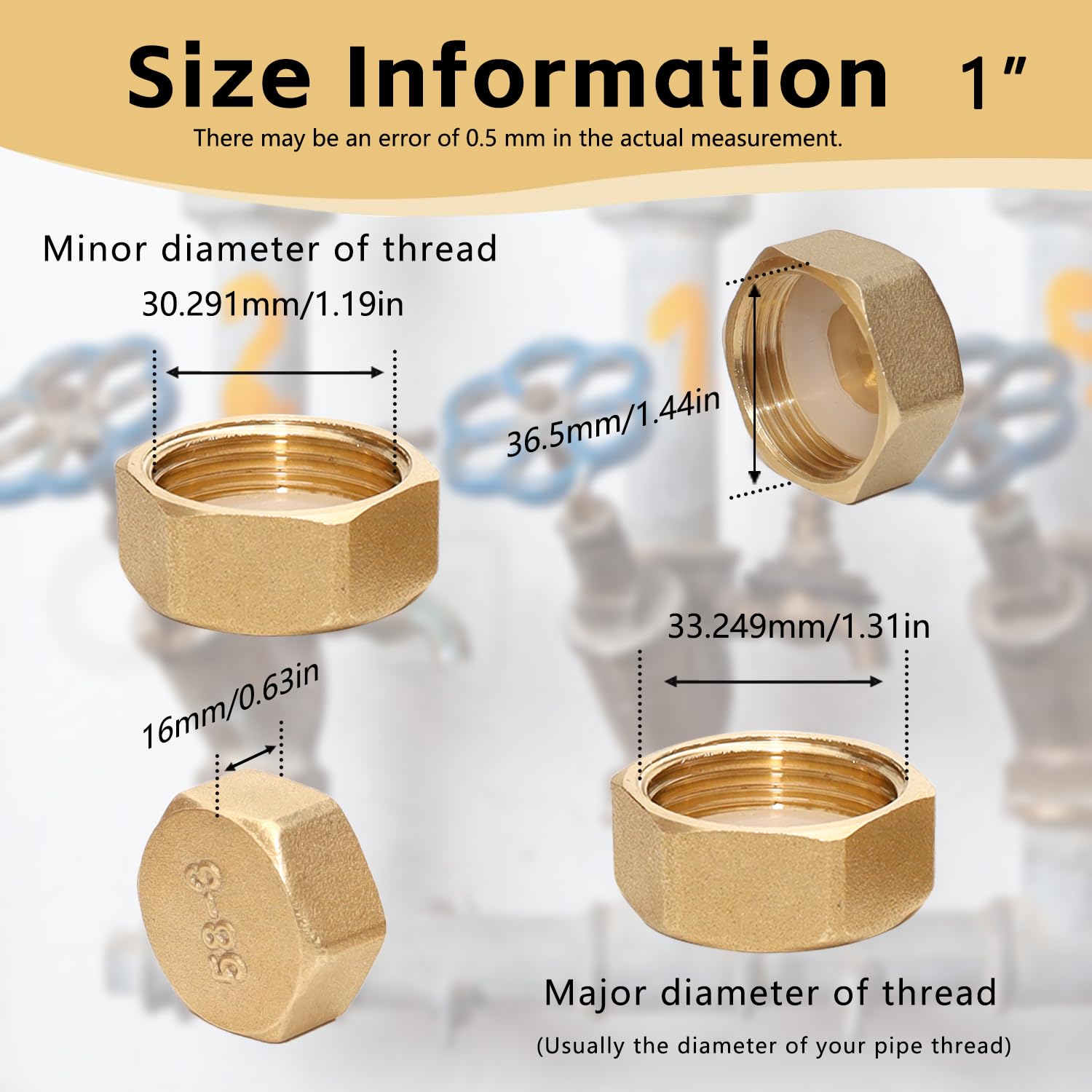 Test Point Blanking Cap 15mm Blanking Cap 8 PCS Brass Blanking Cap, Female Blanking Stop Cap ...