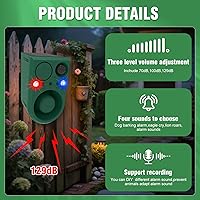 Vista 6 de ChunHee Alarma solar con sensor de movimiento para exteriores con sonido de alarma de ladridos de perro, grabación de soporte y volumen ajustable