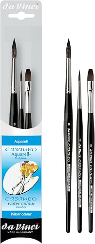 da Vinci Watercolor Series 5386 Casaneo - Juego de pinceles sintéticos New Wave, juego de 3 pinceles