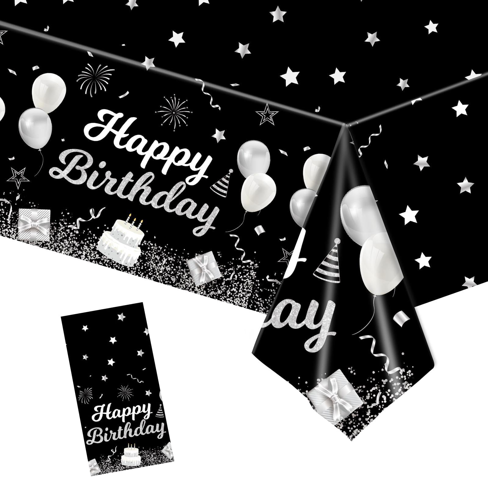 PULNCD Happy Birthday Tablecloths,1Pcs Green and Black