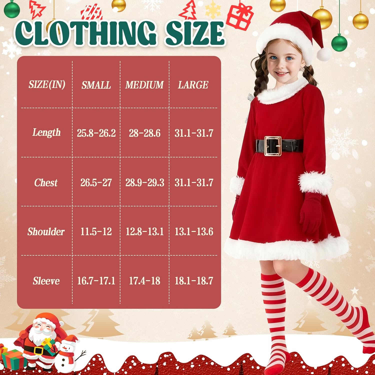 9PCS Santa Claus Costume for Kids: 5-12 Years Velvet Christmas Suit Set with Accessories for Holiday Party Cosplay - Image 6