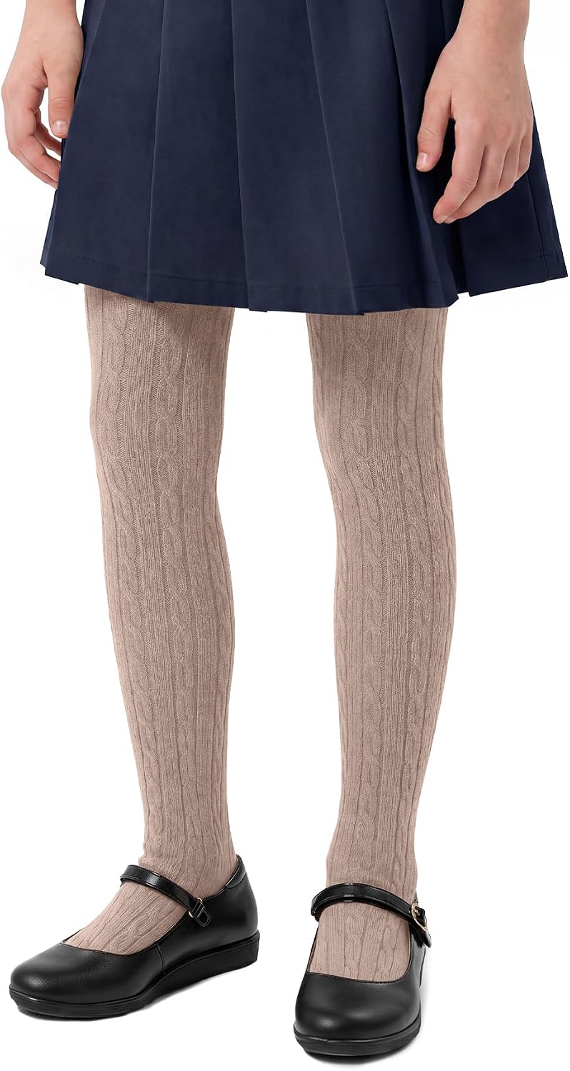 Zando Girls Cable Knit Tights 4-12 Years Kids Cotton Warm Stocking Leggings