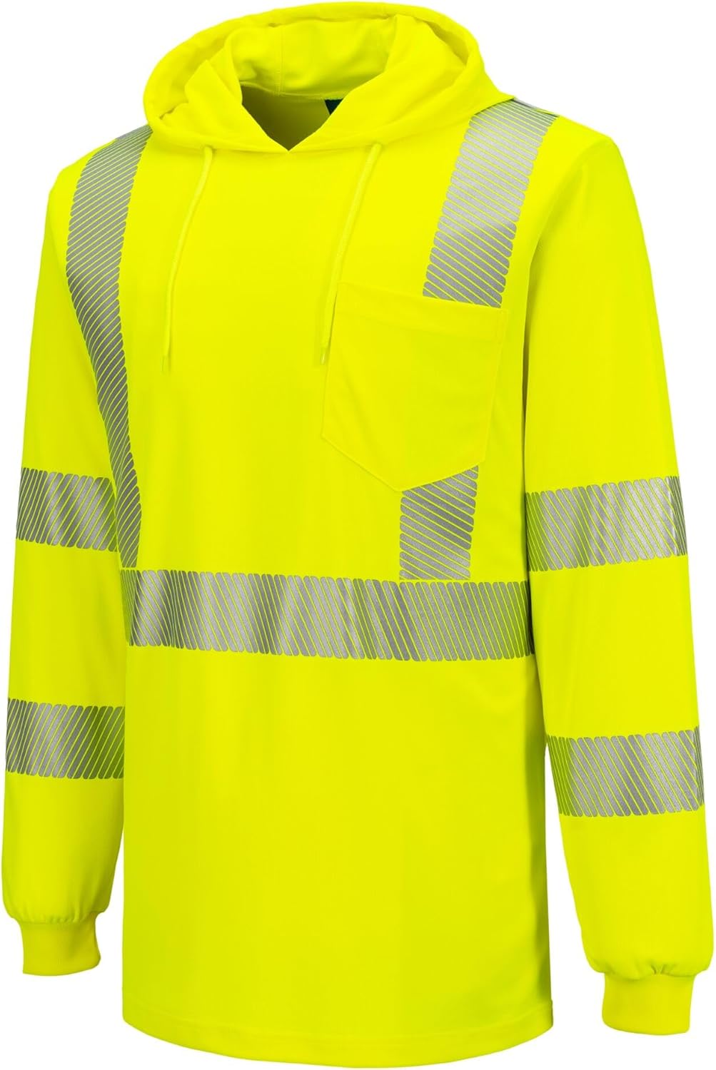 Portwest L042 Hi Vis Lightweight Long Sleeve Hooded T Shirt with Moisture Wicking Breathable Design, Yellow, XL