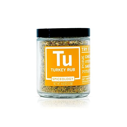 Spiceology - Rub de pavo - Condimento salado para aves de corral y mezcla de especias - Uso en cerdo, pavo, pollo, relleno, salchichas y papas - 4 oz