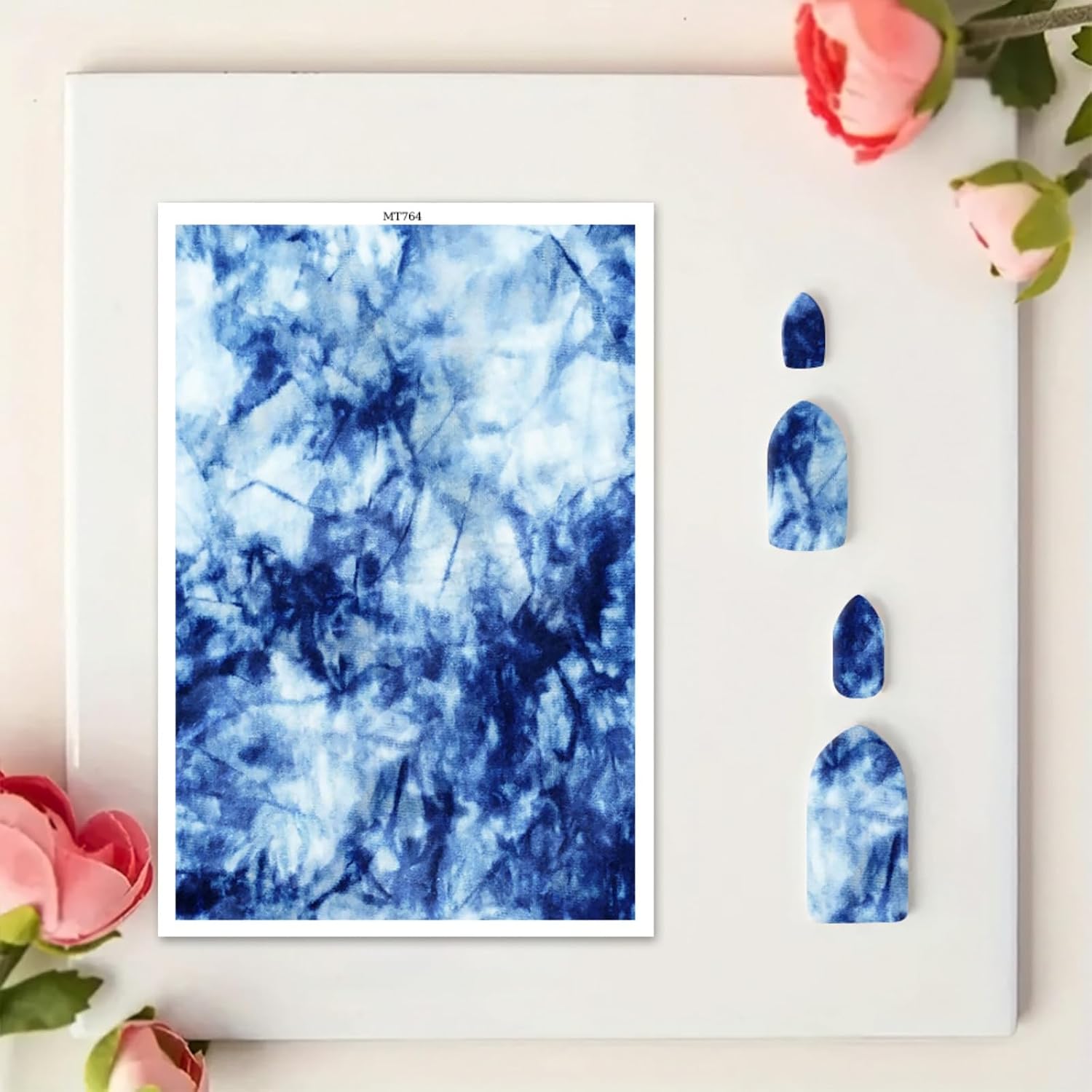 Briartw 10 Sheets Polymer Clay Transfer Paper - Indigo Batik Pattern - Per Sheet 5.82 x 3.93 inch - Water-Soluble Transfer Sheets Disposable Stickers for DIY Clay Jewelry Earrings Making