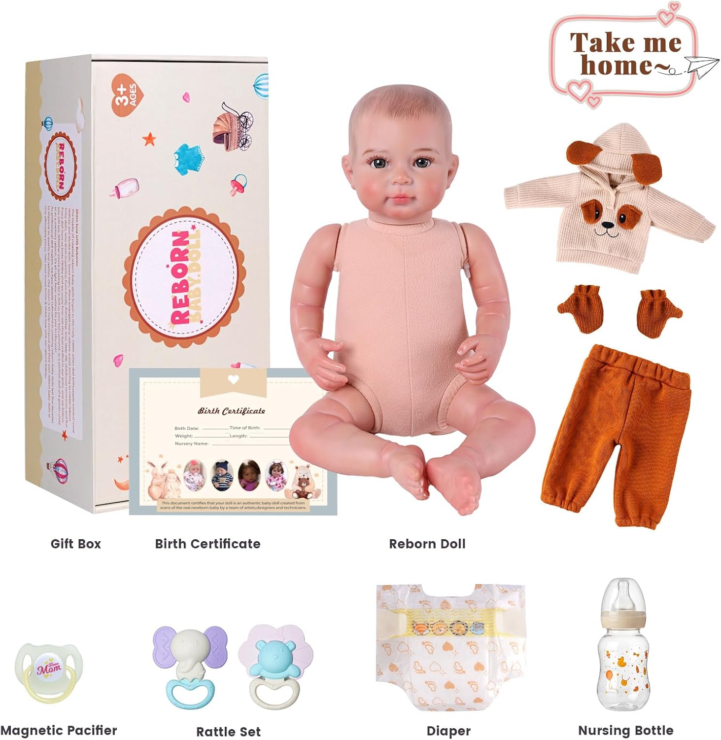 BABESIDE Lifelike Reborn Baby Dolls, 20 Inch Realistic Real Life Baby Poseable Doll Boy Soft Vinyl and Cloth Body Baby Dolls with Clothes and Toy Gift for Kids Age 3+