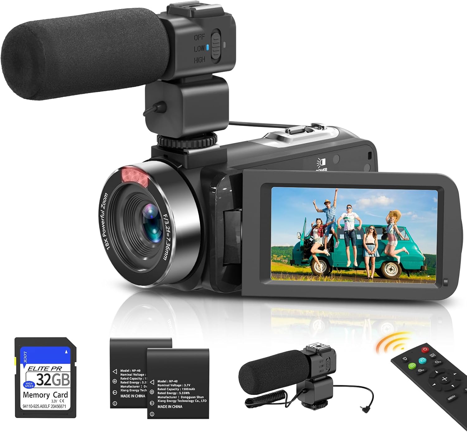 8K Video Camera Camcorder with WiFi, 48MP UHD, 15FPS, IR Night Vision, 3″ Touchscreen, 18X Digital Zoom – Vlogging Camera for YouTube with Microphone, Remote & 2 Batteries