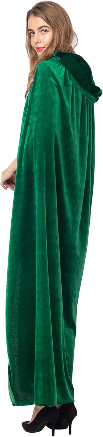 Spooktacular Creations Halloween Women Hooded Cloak, Long Hooded Black Cape Adult, Velvet Cloak Women for Halloween Party