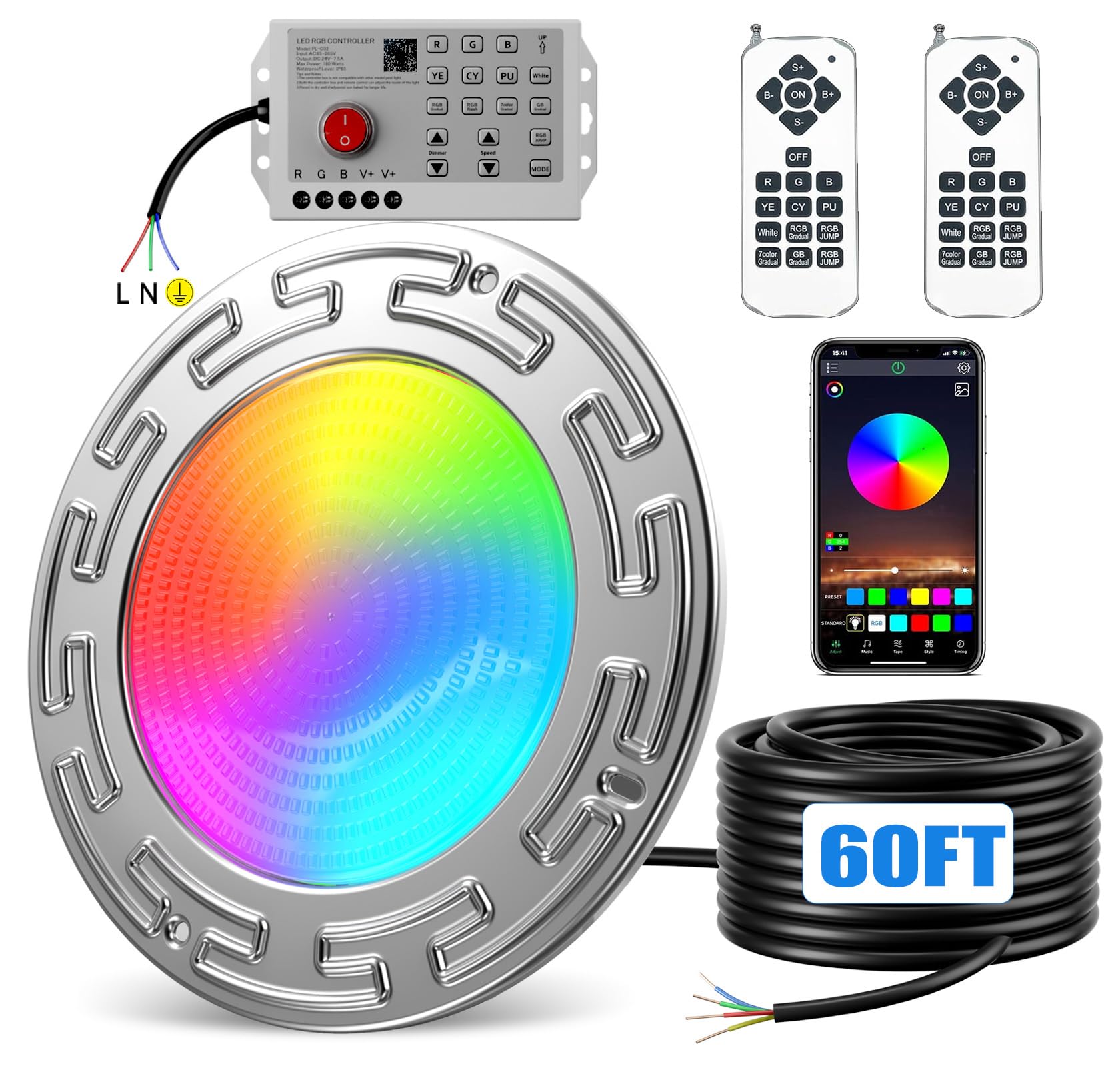 Photo 1 of PoCare 60FT 10Inch Smart LED Pool Light