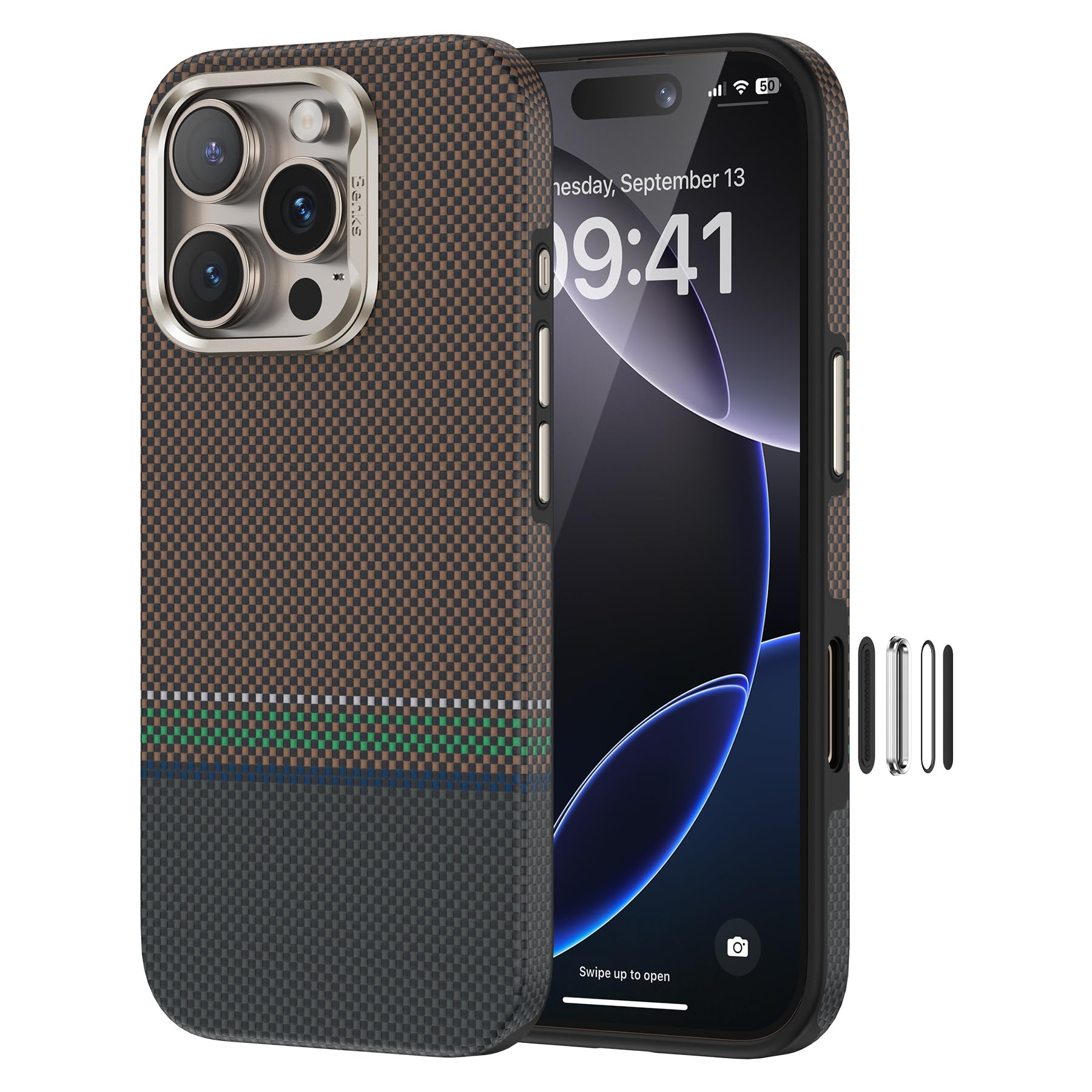 BENKS für iPhone 16 Pro Hülle mit Kamerasteuerung Capture Button, Kompatibel mit MagSafe, Aus Kevlar Aramidfaser Gefertigt, Stoßfest Kratzfest Handyhülle für 16 Pro Case, ArmorPro Prestige