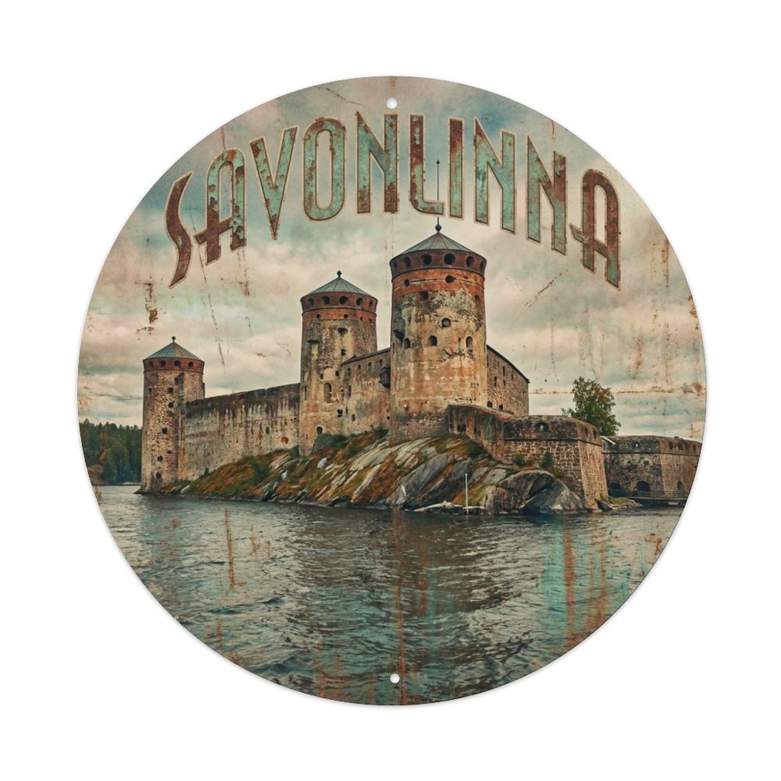Metal Tin Sign Retro Travel Finland Savonlinna