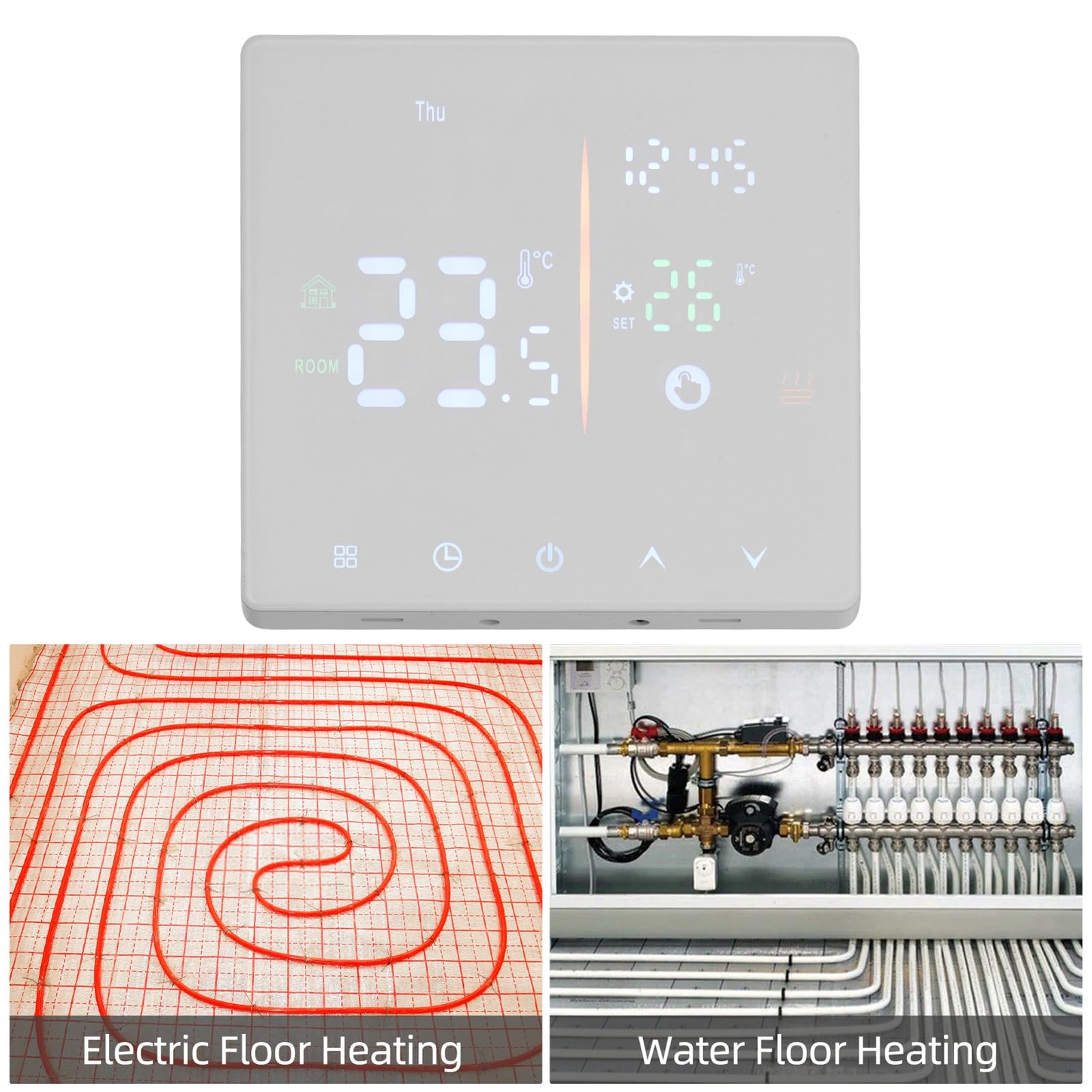 Smart Thermostat for Home Weekly Programmable Digital Thermostat Manual/Automatic Mode APP Control LCD Display Temperature Controller Digital Intelligent Thermostat for Electric (WiFi Water Heating)