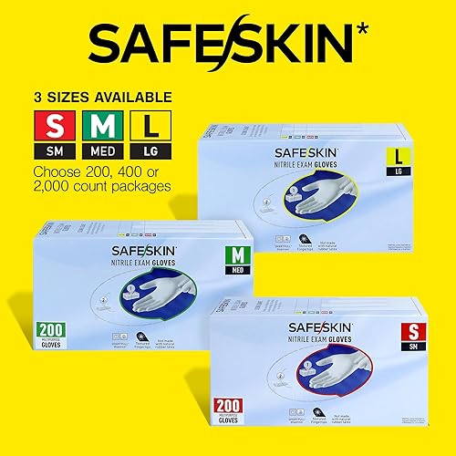 Miniatura 2 de SAFESKIN Nitrile Exam Gloves Disposable Powder-Free Gloves for Medical, Dental, Cleaning, Cooking, Chemotherapy, 3.5 Mil Gray