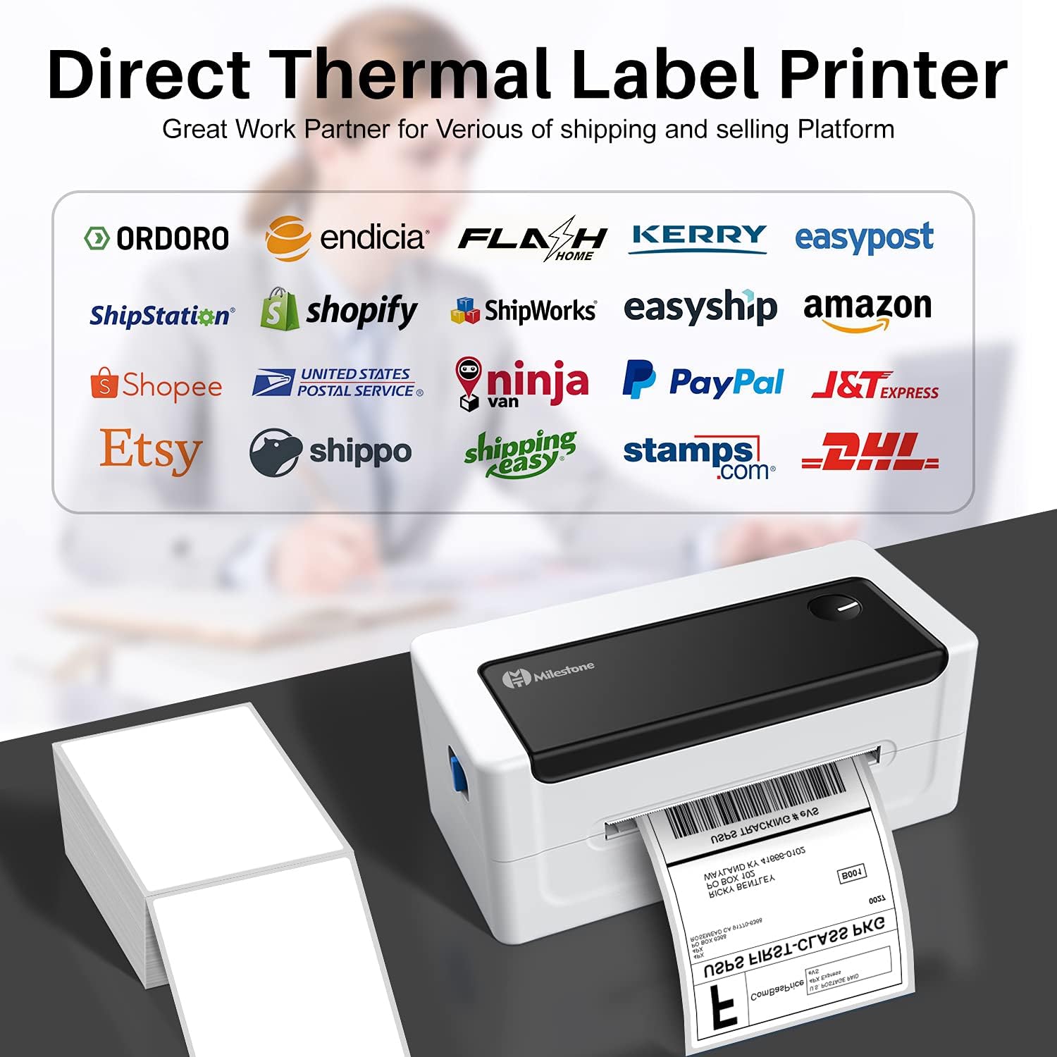 Stampante Etichette USB Stampante Termica Etichette 4x6 TATTMUSE - Bluetooth E USB, Compatibile Con Amazon, EBay, DHL, Shopify Stampante Adesivi