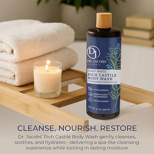 Miniatura 8 de Dr Jacobs Naturals - Gel de jabón líquido puro de Castilla vigorizante menta 32 onzas paquete de 3 unidades hecho con aceites orgánicos de primera