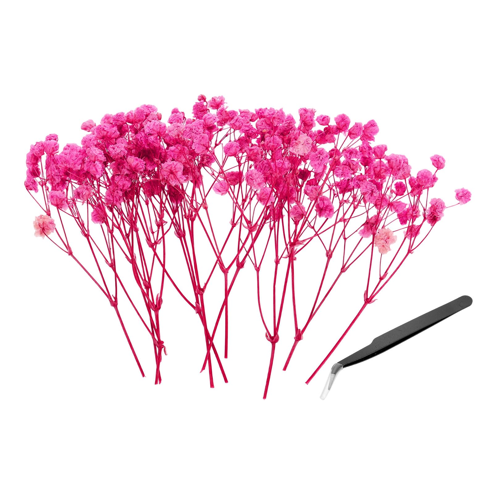 PATIKIL Mini Dried Gypsophila Flower Kit, 30Pcs 4 Inch Rose Pink Natural Pressed Floral Bundles with Tweezer for DIY Resin Crafts Gift Wedding Christmas Card Decor Flower Bouquets