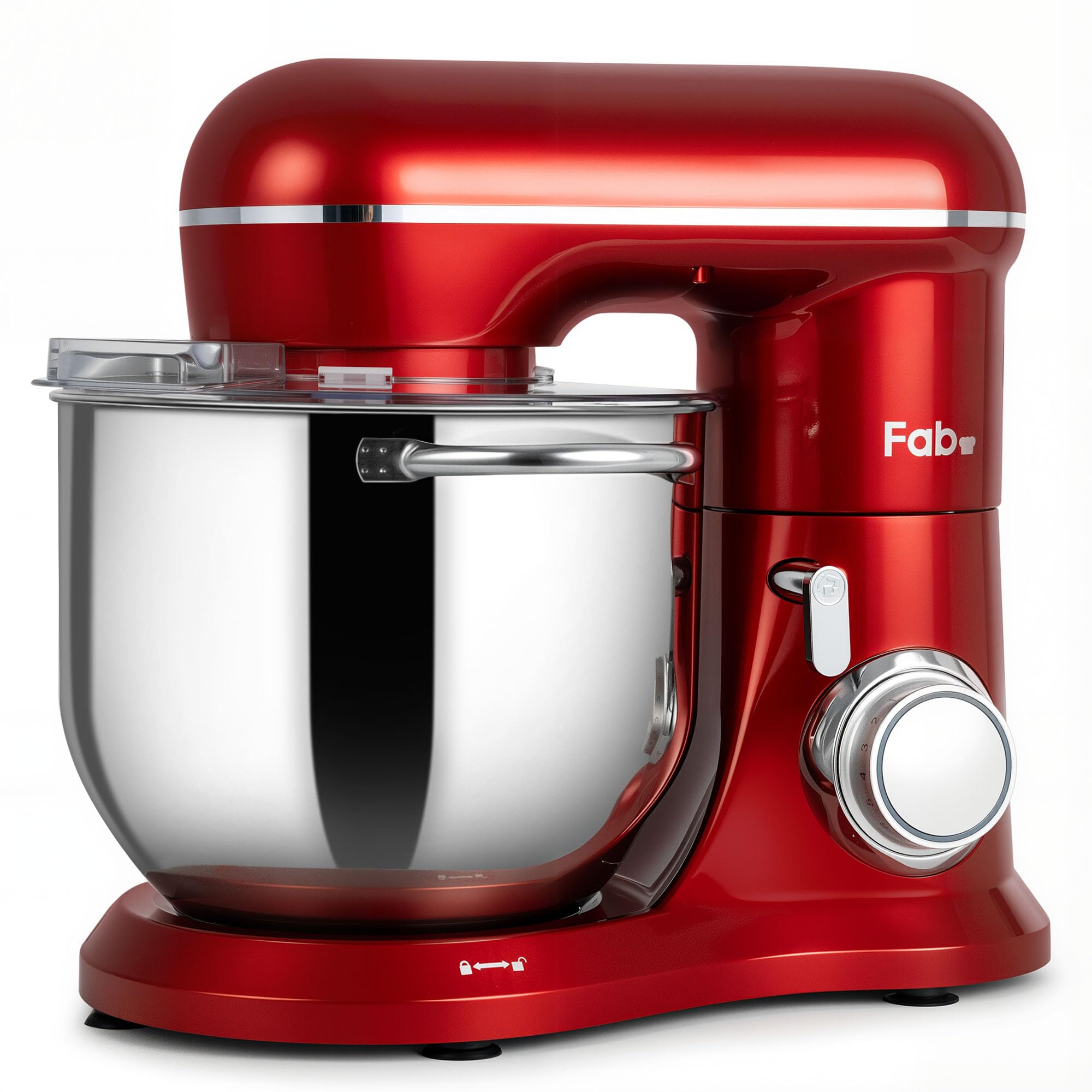 Fab by Kitchen in the box Stand Mixer, 8L Electric Food Mixer with 10 Speeds, 2000W Kitchen Appliance for Home Baking with Dough Hook, Whisk, Beater (Red)