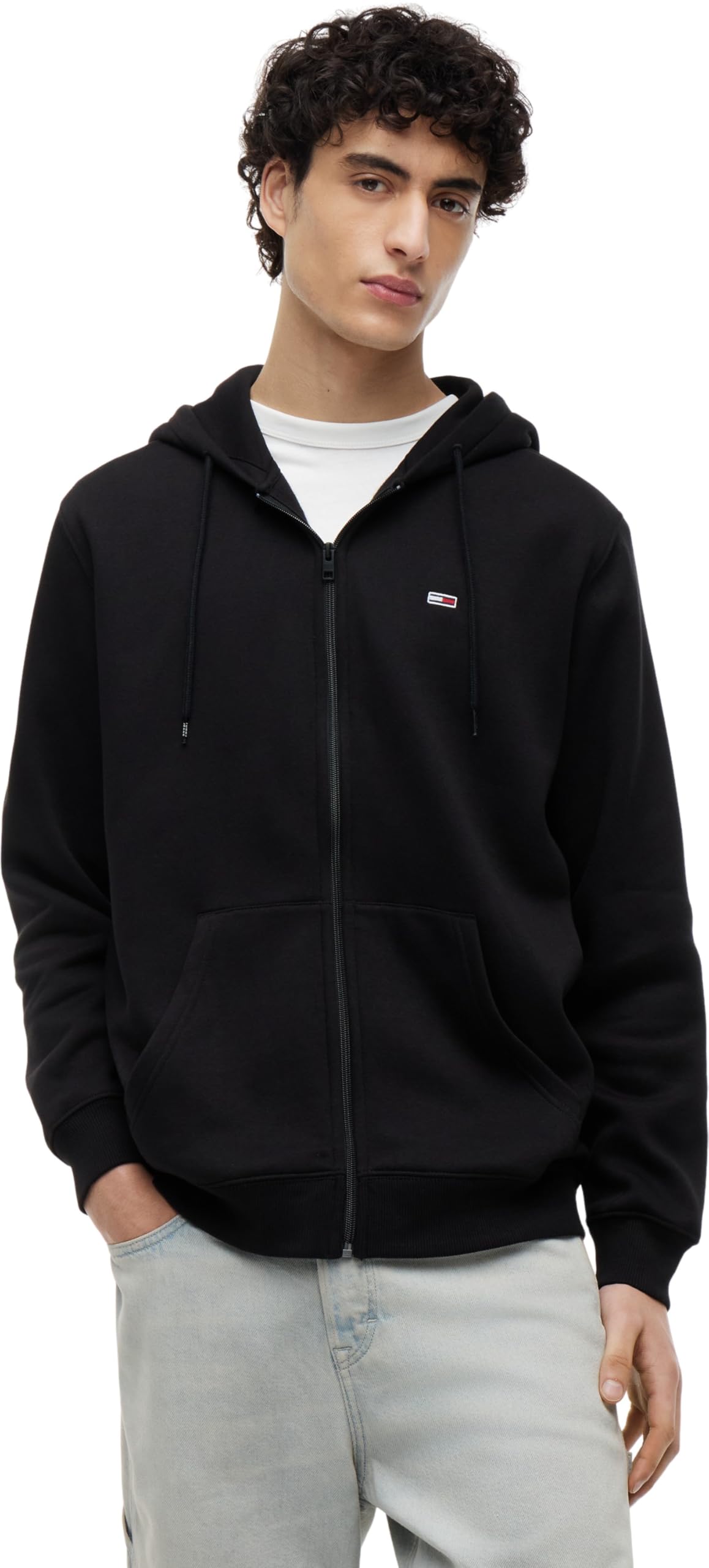 Tommy Jeans Uomo Felpa con Zip Flag Zip Thru con Cappuccio