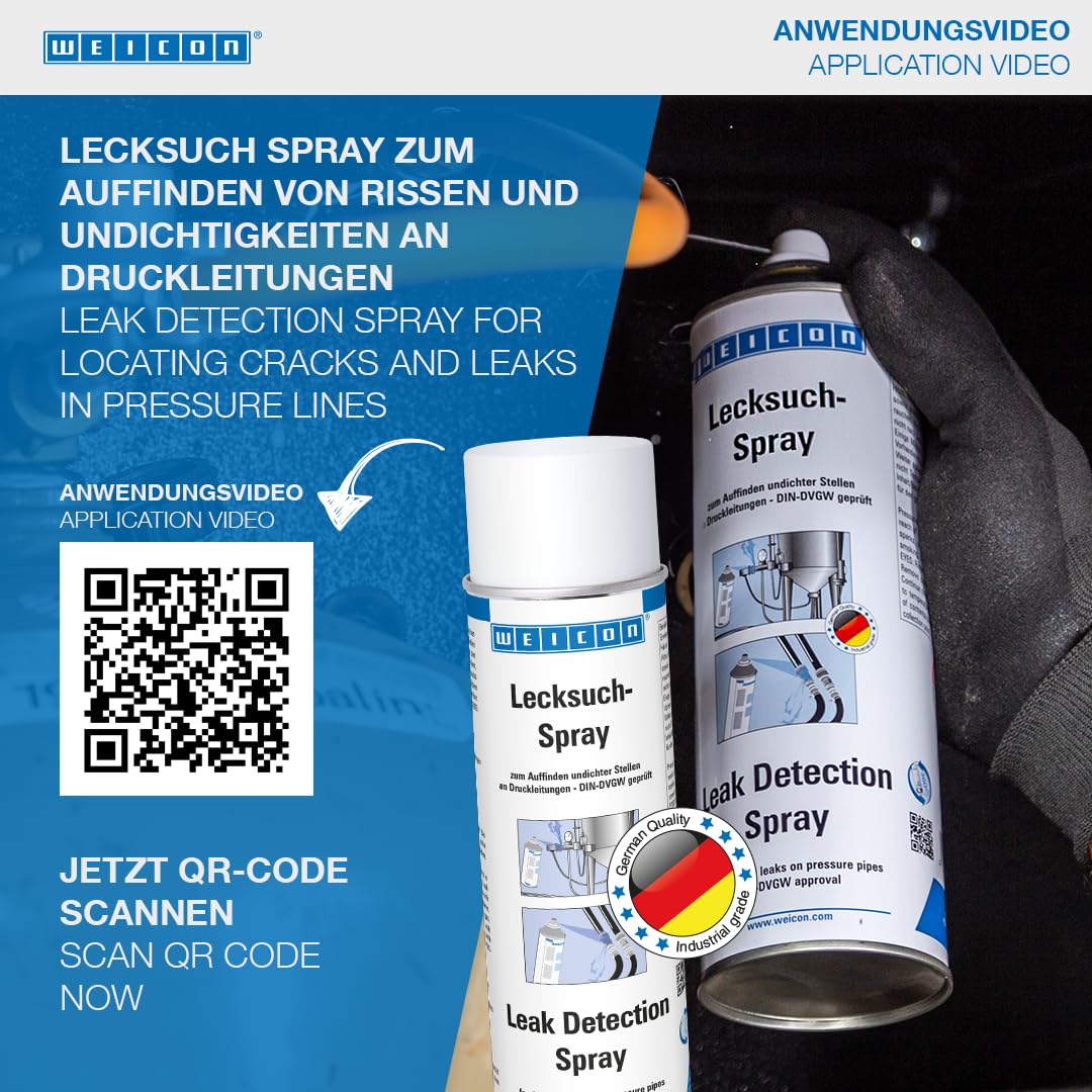 WEICON Spray Détecte-Fuites / 400 ml / détection facile et rapide des fuites dans les conduites de gaz / conduites sous pression / moussant / ininflammable / anticorrosif