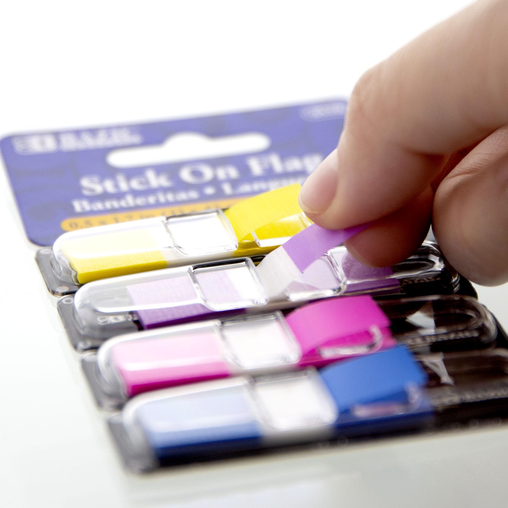 BAZIC Neon-Seitenmarkierer, 1,2 x 4,3 cm, neonfarbene PET-Flaggen-Index-Register, Haftnotizen, Lesezeichen, Datei-Tab (120 Flaggen/Pack), 1 Stück
