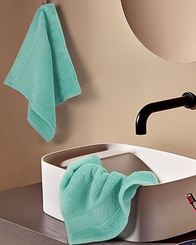 Miniatura 7 de Cleanbear Paños para tu cuerpo, 100% algodón, paños de baño extra suaves, 13 x 13 pulgadas (verde azulado)