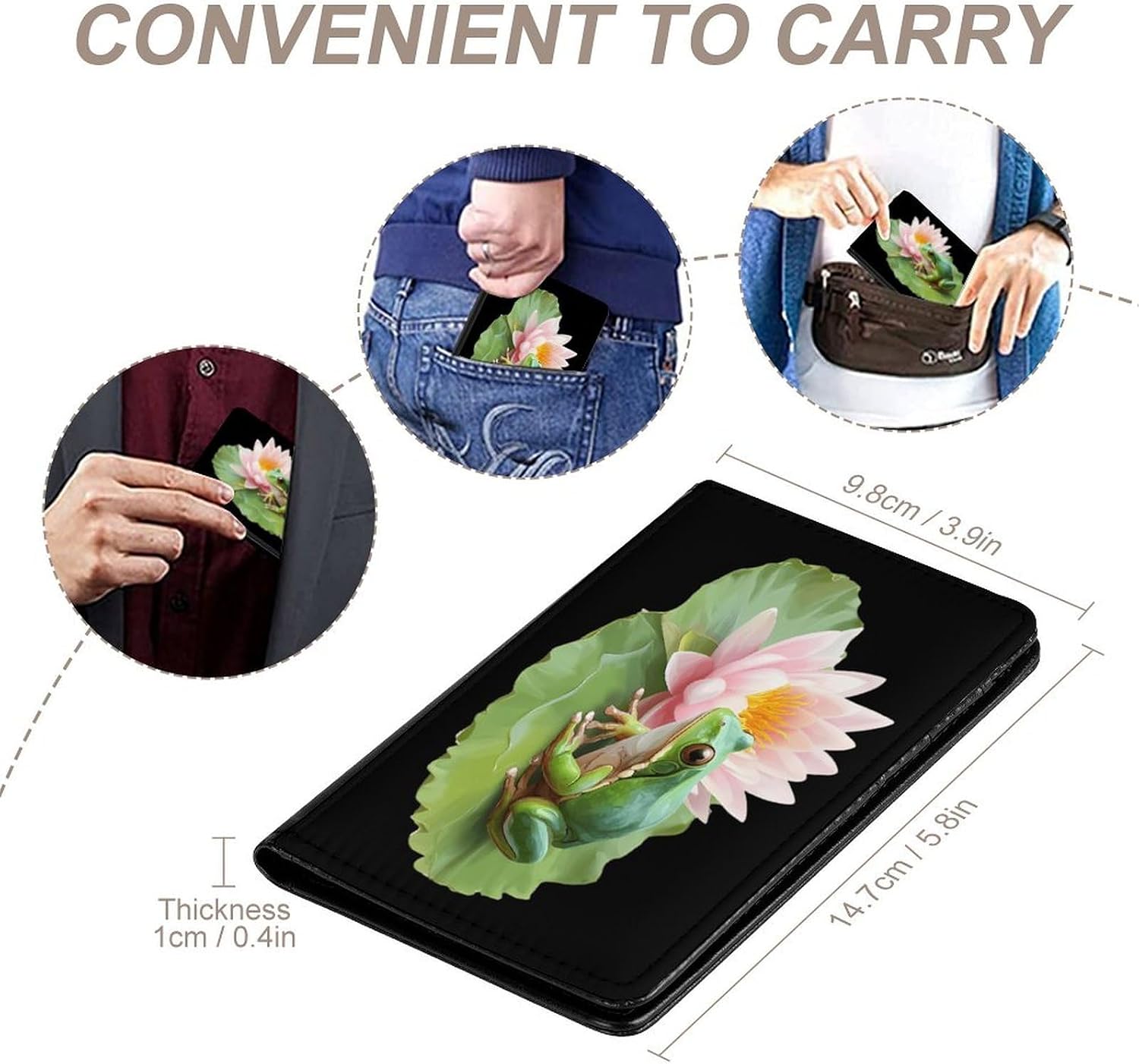 Cute Frog Travel Passport Holder Passports Protective Cover for Women Men with Card Slots