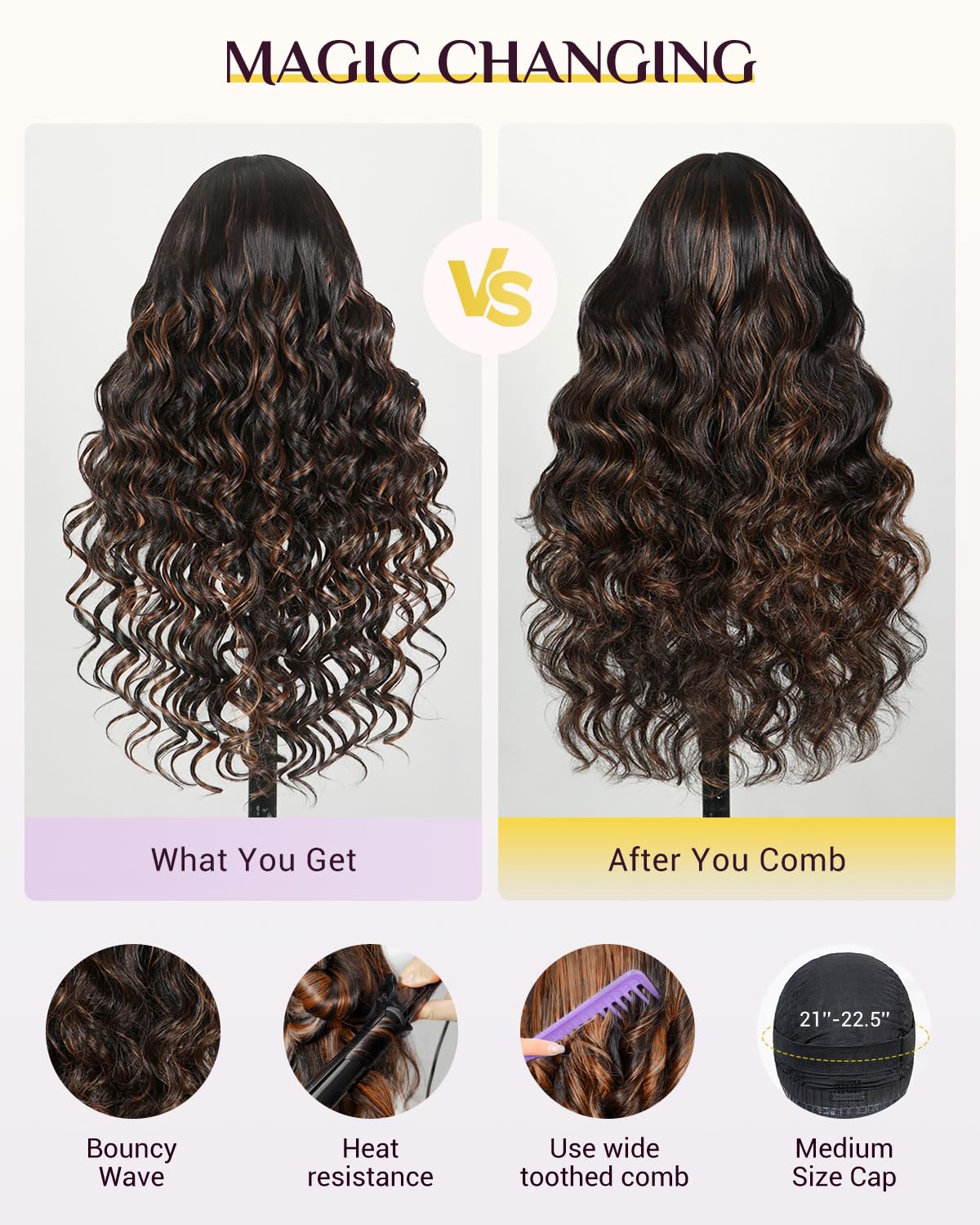 TESLAL P1B/30 Highlight Wear and Go Glueless Pre Cut Lace Body Wave 6X6 HD Lace Wig Premium Fiber Hair and Human Hair Blend Wig By Crafted Technology 260% Density 26 Inch