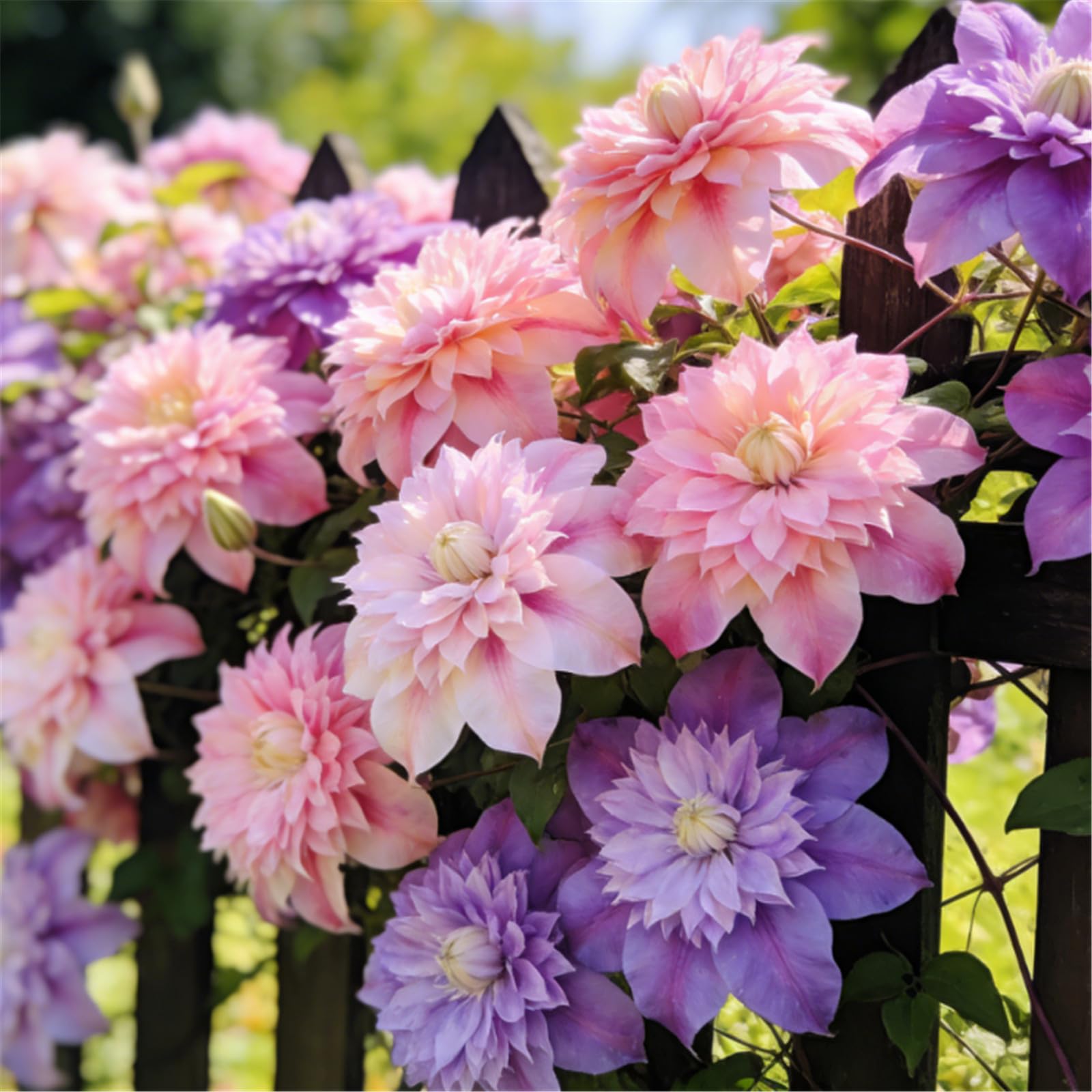 Climbing Clematis/Rhizome/Garden Fences, Trees, Iron Gates/Climbing Plant for Decoration/Bare Roots Hardy, Professional for Beautiful Indoor/Outdoor Displays-3 Roots-E