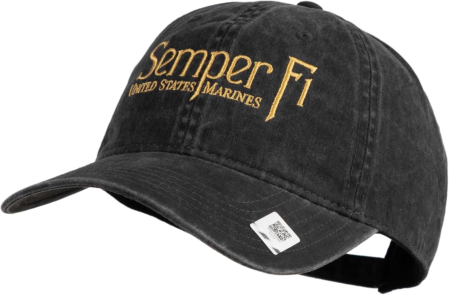 United States Marines Semper Fi Embroidered Washed Solid Pigment Dyed Cotton Twill Brass Buckle Cap