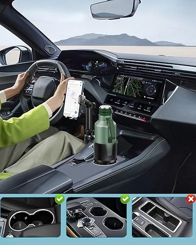 Miniatura 2 de Soporte de teléfono para automóvil con base expandible, 2-1 soporte universal para teléfono multitaza con goma para botellas de bebidas, tazas y