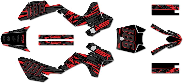 Graphics Kit for SSR SR70, SR110, and SR125 2021+ Twitch Series Red 9 Mil - Easy Go - Dirt Pit Bike Motorcycle Sticker, Dirtbike Racing Decal Motocross Accessories no-Plastics