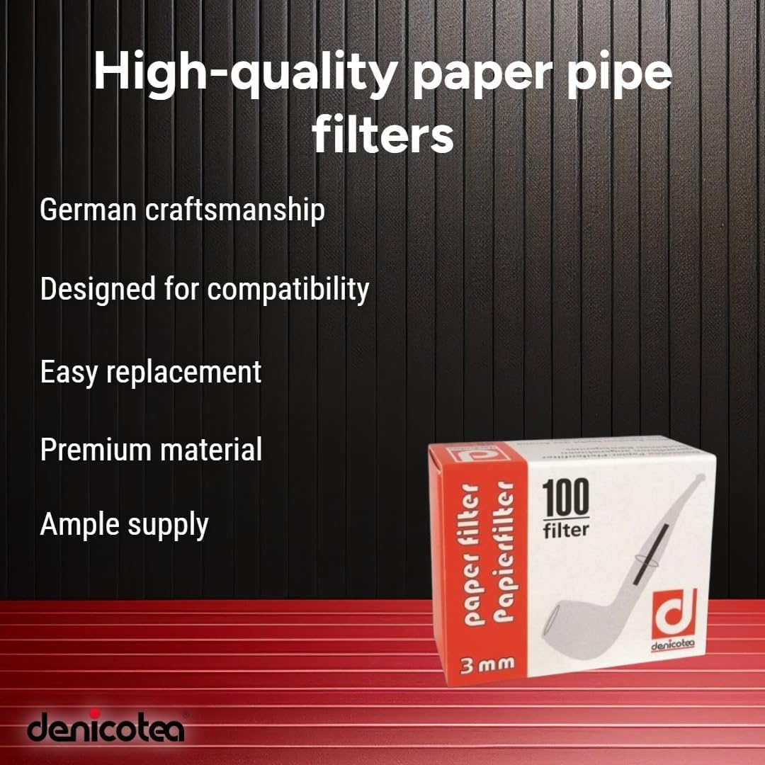 Denicotea 100-Piece 3mm Paper Pipe Filters - German Quality